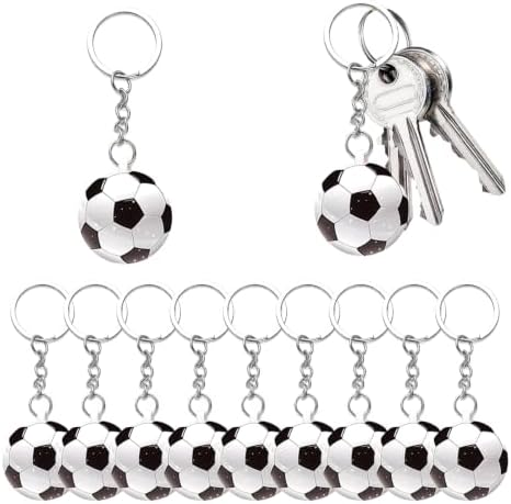 10 PCS Football Keyrings for Boys, Soccer Ball Key Rings, Mini 3D Sports Bag Charm Pendants, Sport Fan Souvenir, for Favours Gifts, Backpack Keys, Football-Theme Birthday