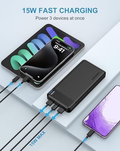 AsperX Power Bank [2 Pack]15000mAh Charging Banks USB-C Input and Output PowerBanks,5V/3A Fast Charging Phone Battery Pack Portable Charger for Heated Vest & Travel Camping,Hiking,Holiday & Business - Image 2