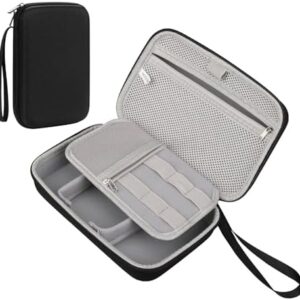 Teskyer Travel Cable Organiser Bag, Hardshell, Waterproof, Better Protection, Large Capacity, Portable, Travel Essentials for Men and Women, 22 x 14 x 6.5 cm, Black