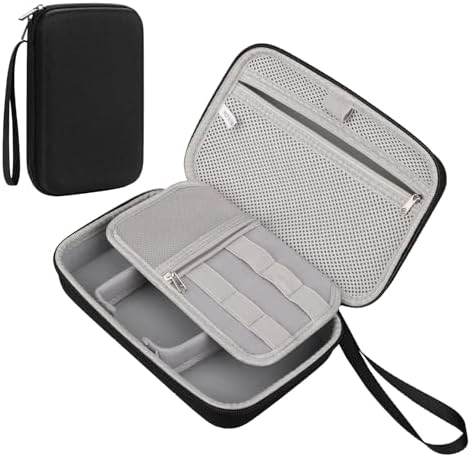 Teskyer Travel Cable Organiser Bag, Hardshell, Waterproof, Better Protection, Large Capacity, Portable, Travel Essentials for Men and Women, 22 x 14 x 6.5 cm, Black