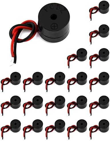 QWORK® 20 Pcs Electronic buzzer , 3-12V piezoelectric buzzer 85dB , for physical circuits continuous sound electronic buzzer alarm , cable length 50mm