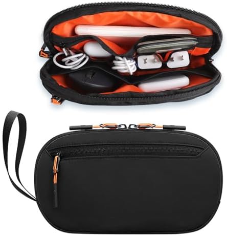 Teskyer Cable Organizer Bag - Portable, Waterproof, Compact Design, Travel Organiser, Travel Accessories, 23 x 13 x 5 cm, Black