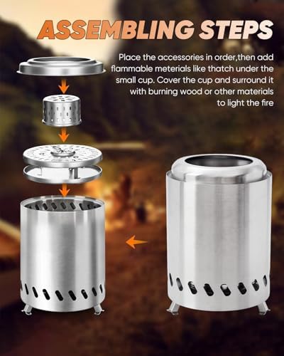 Saker Tabletop Fire Pit, 2026 Upgraded Stainless Steel Smokeless Portable Fire Pit for Camping & Campervan, Outdoor Patio Use, Wood or Pellet Fueled, Camping Gifts for Men - Image 7