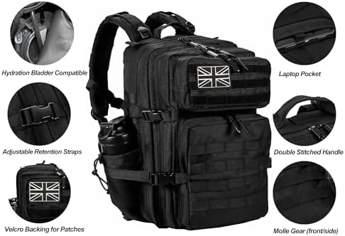 LHI Military Tactical Backpack for Men and Women 45L Large waterproof Rucksack for School, Hiking, Trekking, Hunting - Image 4