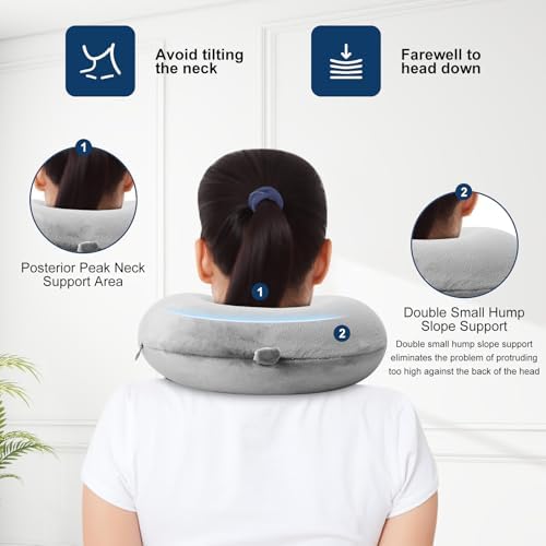 kierain Travel Pillow Memory Foam Neck Pillow for Travel Support Pillow Luxury Compact Lightweight Quick Pack for Camping Sleeping Rest Cushion (Gray) - Image 4