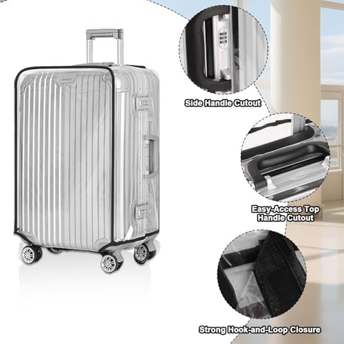 Clear Suitcase Cover 30 inch, Waterproof PVC 30 inch Large Suitcase Covers Protectors Luggage Cover, Transparent Luggage Protector with Tag, Anti-Scratch Protector for Wheeled Suitcases - Image 3