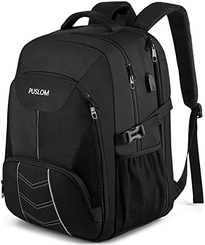 Extra Large Backpack 55L,18.4 Inch Travel Laptop Work Bag with USB Charging Port Big Business Flight Approved TSA Heavy Duty Computer Rucksack for Men Women College School,Black