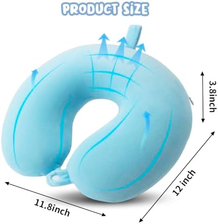 WENGX Travel Pillow Neck Pillow Memory Foam Travel Pillows Head Support Cushion for Airplane Train Car Office Travel Essential Flight Pillows for a Long Hauls Sleeping Rest (Pale Blue) - Image 4