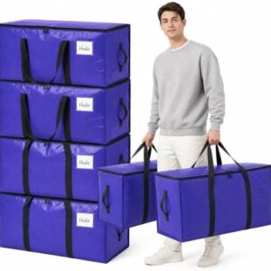 Hode Heavy Duty Moving Bags Extra Large Strong Plastic Storage Bags Zips | Duvet Clothes Bedding Waterproof Storage Packing Bag Boxes Moving House Essentials Extra Large Moving Boxes 90l 6 Pack Blue