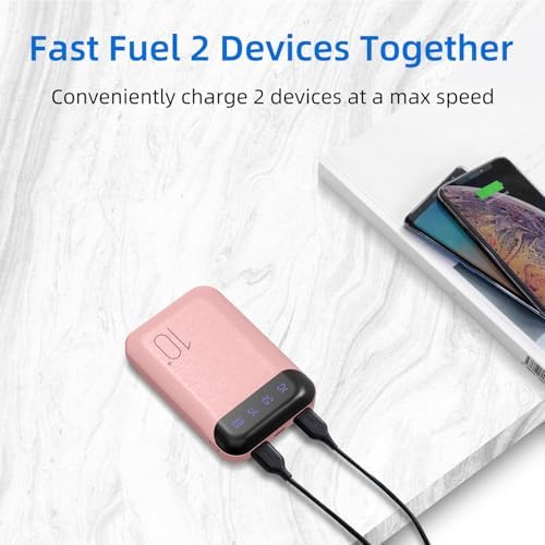 Portable Charger 10000mAh Slim USB C Input and Output Power Bank with LED Display Lightweight External Battery Pack Compatible for iPhone 14/13/12, iPad, Samsung etc. (pink(mini)) - Image 2