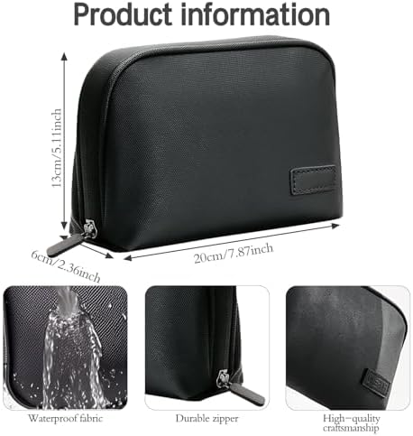 Waterproof Cable Organiser Bag, Travel Electronics Accessories Organizer, Compact Multi-Pocket Design, Durable Travel Organiser Pouch for Tech Accessories (Black) - Image 2