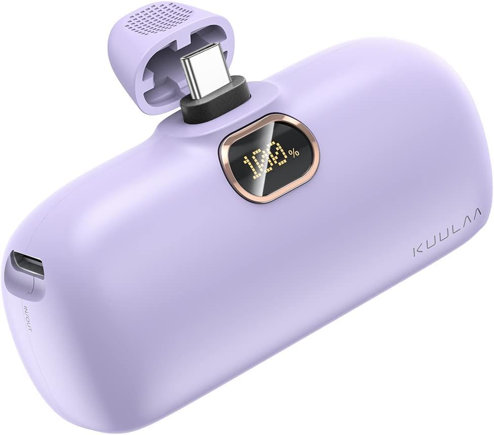 Kuulaa Portable Charger 5000mAh for iPhone 15 16 Power Bank USB-C Portable Phone Charger with Fast Charging (20W) Mini Battery Pack for iPhone 15 Pro/15 Plus/15 Promax/Samsung/Huawei Andriod - Purple - Image 9