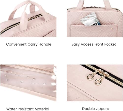 BAGSMART Hanging Toiletry Bag Travel Large Capacity Wash Bag Womens Makeup Cosmetic Bag, Travel Accessories for Full Sized Container (Medium-Pink) - Image 7