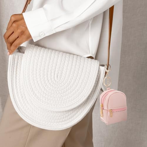 2pcs Mini Backpack Cute Cosmetic Bag for Women PU Leather Makeup Bag Creative Key Pocket Key-Chains Pendant Backpack Keyrings Lipstick Bag Card Holder Data Cable Organizer Zipper Pouch - Image 6