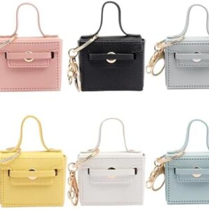 6 PCS Mini Backpack Keychain Super Smalls Makeup Bag Cute Coin Wallet PU Leather Lipstick Bag Card Holder Data Cable Organizer Fashion Bag Charms Accessories for Women Girls (Style 6)