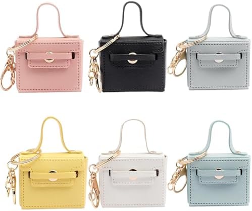 6 PCS Mini Backpack Keychain Super Smalls Makeup Bag Cute Coin Wallet PU Leather Lipstick Bag Card Holder Data Cable Organizer Fashion Bag Charms Accessories for Women Girls (Style 6)