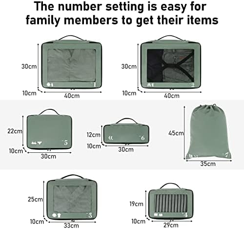ECOHUB Packing Cubes for Suitcase 7 PCS Travel Organiser Packing Bags Recycled PET Eco Friendly Travel Accessories Shoes Bags Storage Bag Luggage Organiser Pouch(Green) - Image 2