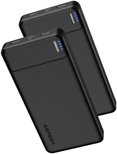 AsperX Power Bank [2 Pack]15000mAh Charging Banks USB-C Input and Output PowerBanks,5V/3A Fast Charging Phone Battery Pack Portable Charger for Heated Vest & Travel Camping,Hiking,Holiday & Business