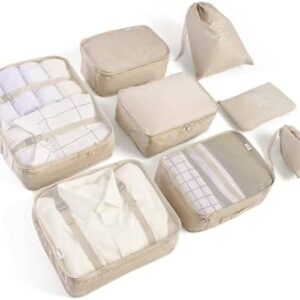 LANSKLBD 8 Set Packing Cubes for Suitcases, Travel Luggage Organizers, Essentials for Accessories, Shoe Bag, Toiletry Bag, Laundry Bag