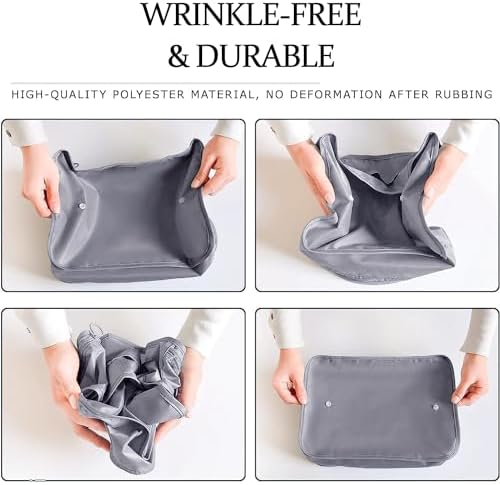 LANSKLBD 8 Set Packing Cubes for Suitcases, Travel Luggage Organizers, Essentials for Accessories, Shoe Bag, Toiletry Bag, Laundry Bag (Grey) - Image 6