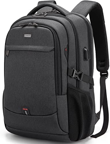 DUSLANG Travel Laptop Backpack, Work Bag Laptop Bag with USB Charging Port, Anti Theft Business Backpack, College School Rucksack for Men and Women, Fits 17 Inch, Black