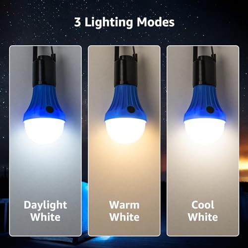 Lepro Camping Lights, Battery Powered Tent Lights, Warm White and Daylight Modes, Camping Accessories, Hanging Camping Lantern, Battery Lights for Power Cuts, Pack of 4 (AAA Battery Included) - Image 2