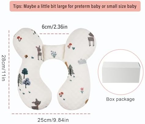 Baby Neck Pillow for Travel, Car Seat Pillow for Toddlers, Upgrade, Cotton,Baby Support Pillows for Stroller, Bouncer, Pushchair, Carseat Head and Neck Support, Breathable,Deer - Image 7
