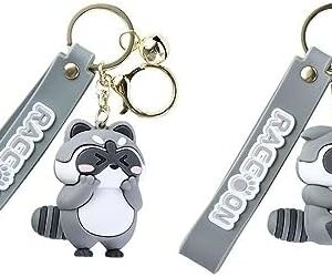 Kopida Keychain 2PCS Cute Cartoon Raccoon Key Chains Exquisite Cartoon Pendant Keyring Girl Backpack Decoration Women Key Chain DIY Hanging Accessory
