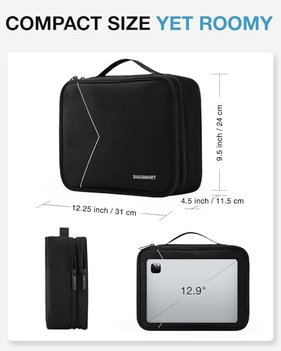 bagsmart Extra Large Double Layer Portable Travel Cable Organiser Bag Electronics Accessories Storage Case for Charger, Adaptors, Kindle, Hard Drives (Black-Lightweight) - Image 6