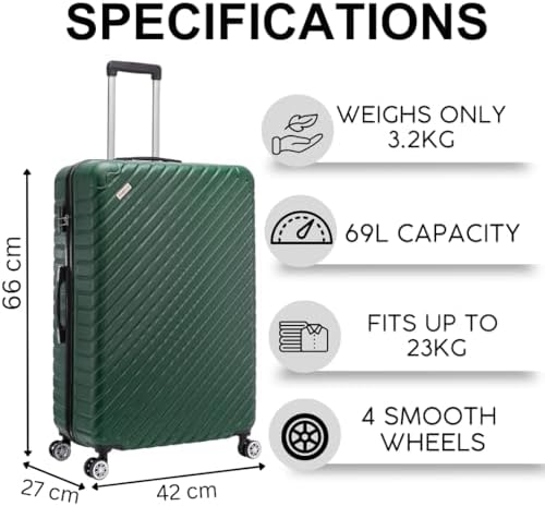 FLYMAX 24" Medium Suitcase 4 Wheel Lightweight Luggage Hard Shell ABS Travel Case Hold Check in Fits 15kg - 20kg Medium Size + 3 Digit Lock + Telescopic Handle 67 Litre Capacity - Image 2