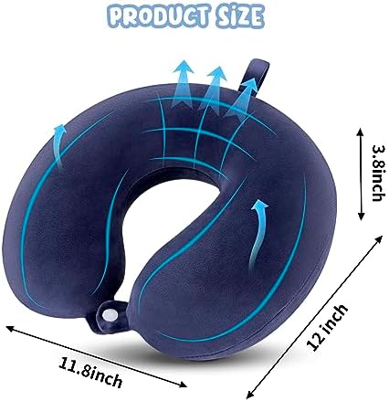WENGX Travel Pillow Neck Pillow Memory Foam Travel Pillows Head Support Cushion for Airplane Train Car Office Travel Essential Flight Pillows for a Long Hauls Sleeping Rest (Navy Blue) - Image 5
