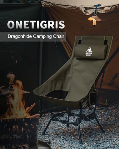 ONETIGRIS Dragonhide Oversized Camping Chair with Pillow Design, Comfortable Widened Seat Folding, 275 lbs Capacity - Image 4