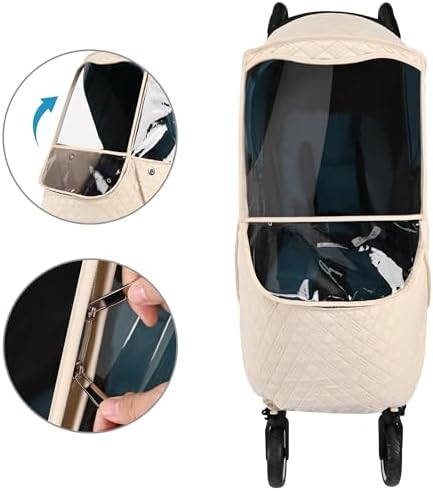 Bebamour Stroller Rain Cover Universal Stroller Accessory, Waterproof, Windproof Protection, Protect from Dust Snow, Baby Travel Weather Shield (Beige) - Image 4
