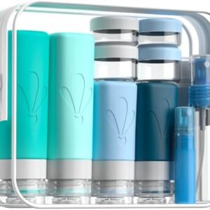 INSFIT Travel Bottles for Toiletries, 17 Pack Leakproof Travel Size Toiletries, Airplane Travel Essentials, Holiday Essentials for Women and Men with Labels/Clear Bag