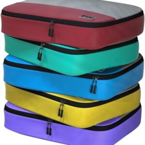Travel Packing Cubes (Large 5pc - Red/Yellow/Green/Blue/Purple)
