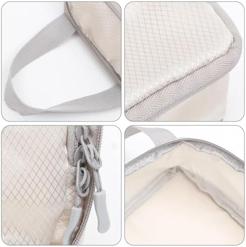 4pcs Beige Compression Packing Cubes for Travel with Zipper Closure, Lightweight Polyester Luggage Organiser Bags to Reduce Clothing Wrinkles, for Camping and Hiking - Image 3