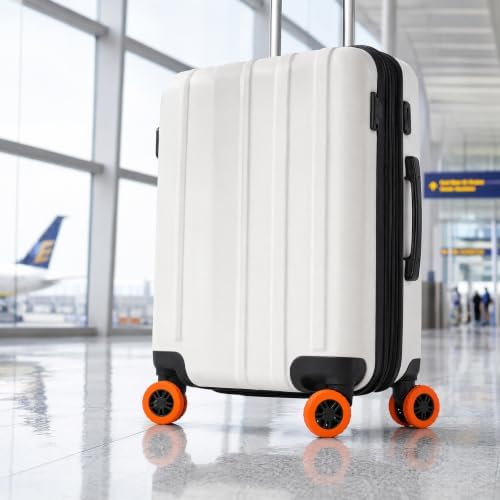 Kemay Upgraded Silicone Suitcase Wheel Protectors 8-Pack Anti-Noise Luggage Wheel Covers for 2-2.4 Inch Spinner Wheels Wear-Resistant Travel Accessories Small Suitcase Covers Protectors Orange - Image 4