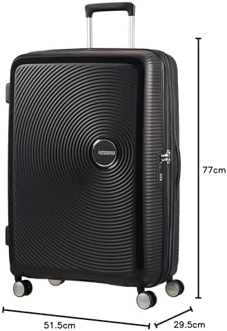 American Tourister Soundbox - Hard Shell Suitcase 77 cm Large - Trolley Suitcase with 4 Wheels, TSA Lock, Expandable & Light - 97/110 L - Black (Bass Black) - Image 2