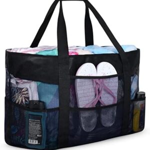 oscaurt Beach Bag, Extra Large Beach Bags for Women Waterproof Sandproof, Mesh Beach Tote Bags Travel Pool Bag