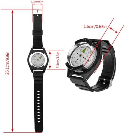 Wrist Compass, Outdoor Compass Watch with Glow in Dark Dial & Adjustable Rubber Strap for Hiking Camping, Survival Gear - Image 2