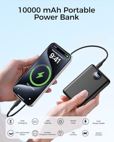 Power Bank Fast Charging 10000mAh, 22.5W Portable Charger(USB-C Input & Output), PD 3.0 QC 3.0 External Mobile Phone Battery with LED Display, Compatible with iPhone 17 16 15 14 13 12 Pro Max and More - Image 6