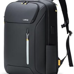 Laptop Backpack for Men, 17.3 Inch 30L Water-Resistant Business Rucksack with USB Charging Port for Travel, Work Commute and Overnight Trips, Black