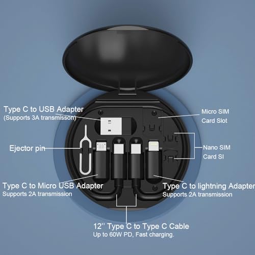 ZALUJMUS Multifunctional Data Cable Storage Box Adaptor for IOS Devices, USB-C and Micro-USB Devices Universal Data Transfer Cable (Black) - Image 3