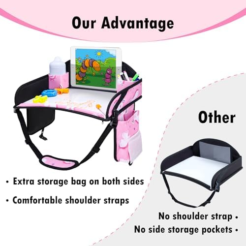 Kids Travel Tray, Travel Tray for Kids Car Seat, Toddler Car Seat Lap Tray, Carseat Tray for Kids Travel, Carseat Table Tray for Kids Travel Activities (Pink) - Image 5