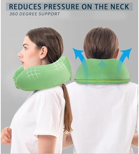 Neck Travel Pillow for Travel Soft Memory Foam Pillows Lightweight Breathable Airplane Pillow Support Head and Chin Perfect for Camping Train Car Office Rest Green - Image 3