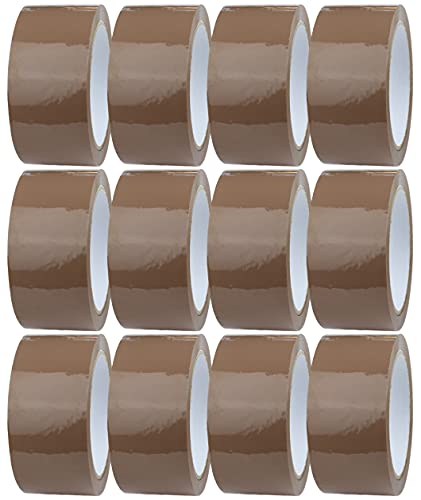 Crimson Starfish 12 x Brown Packaging Tape Rolls 48mm x 66m | Packaging Tape for Packing Parcels, Boxes, Postage, Moving House | Adhesive Parcel & Brown Packing Tape | Moving Out Essentials