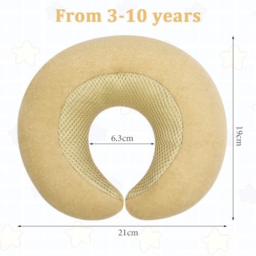 Kid's Travel Neck Pillow, Comfortable Support Heads Pillow for Children Soft U-shaped Head Neck Protector for Airplane Camping Car Sleeping(Khaki) - Image 3