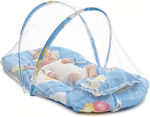 Baby Crib Net Tent, Portable Foldable Mosquito Net, Anti-Bug Crib Cradle Tent with Mattress Pillow for Baby Infant Portable Baby Travel Tent Black Cape