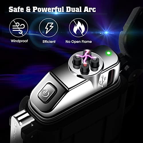 Electric Lighter Rechargeable USB, Electronic Plasma Arc Lighter Windproof and Waterproof for Camping, Hiking, Outdoor, Survival, Tactical, EDC Gear, Birthday Gifts for Him Men - Image 2