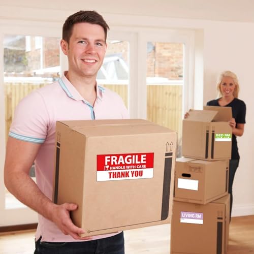 150PCS Home Moving Labels, 90x42mm 5 Color Coding Labels Packing Box Stickers with 25 Fragile and Blank Customizable Writable for House Wardrobe Furniture Apartment Moving House Essentials - Image 7
